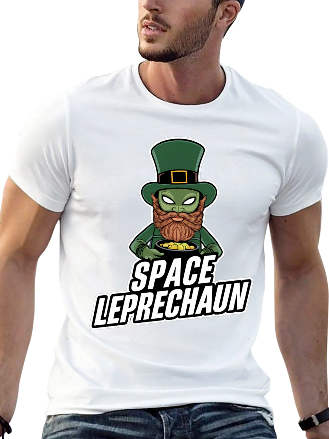 Space Leprechaun Graphic Tee - St. Patricks Day T-Shirt