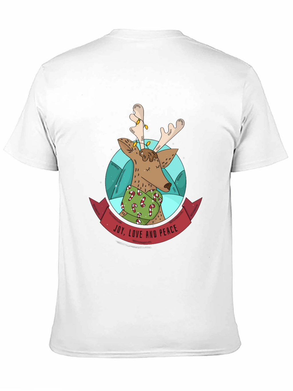 Festive Reindeer T-Shirt: Joy Love & Peace