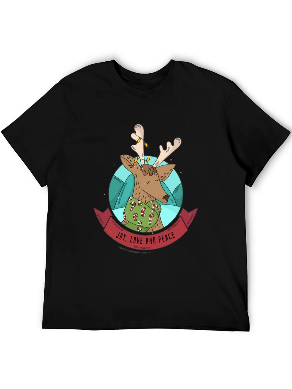 Festive Reindeer T-Shirt: Joy Love & Peace