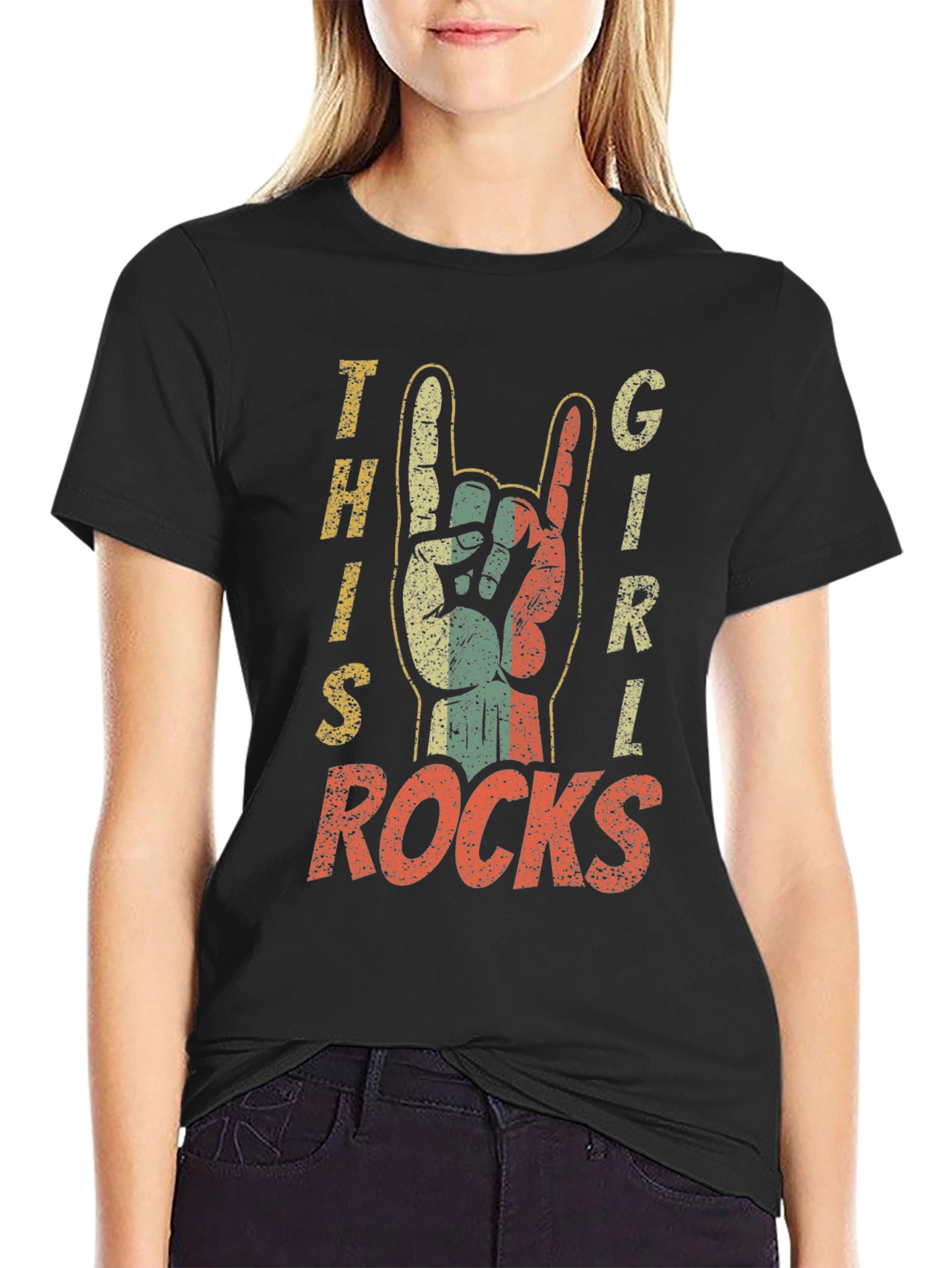 This Girl Rocks T-Shirt - Vintage Rocker Design