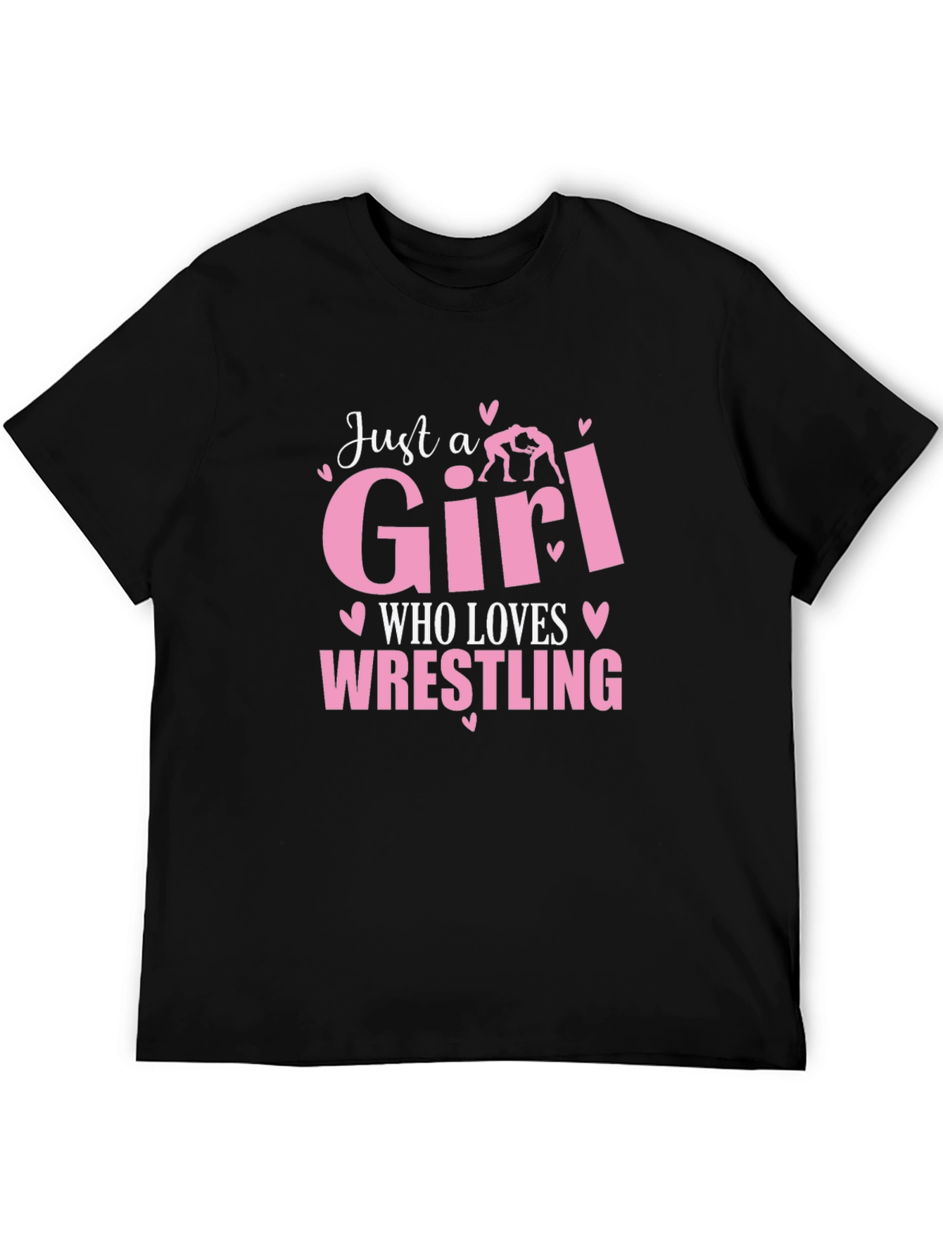 Girl Who Loves Wrestling Black T-Shirt