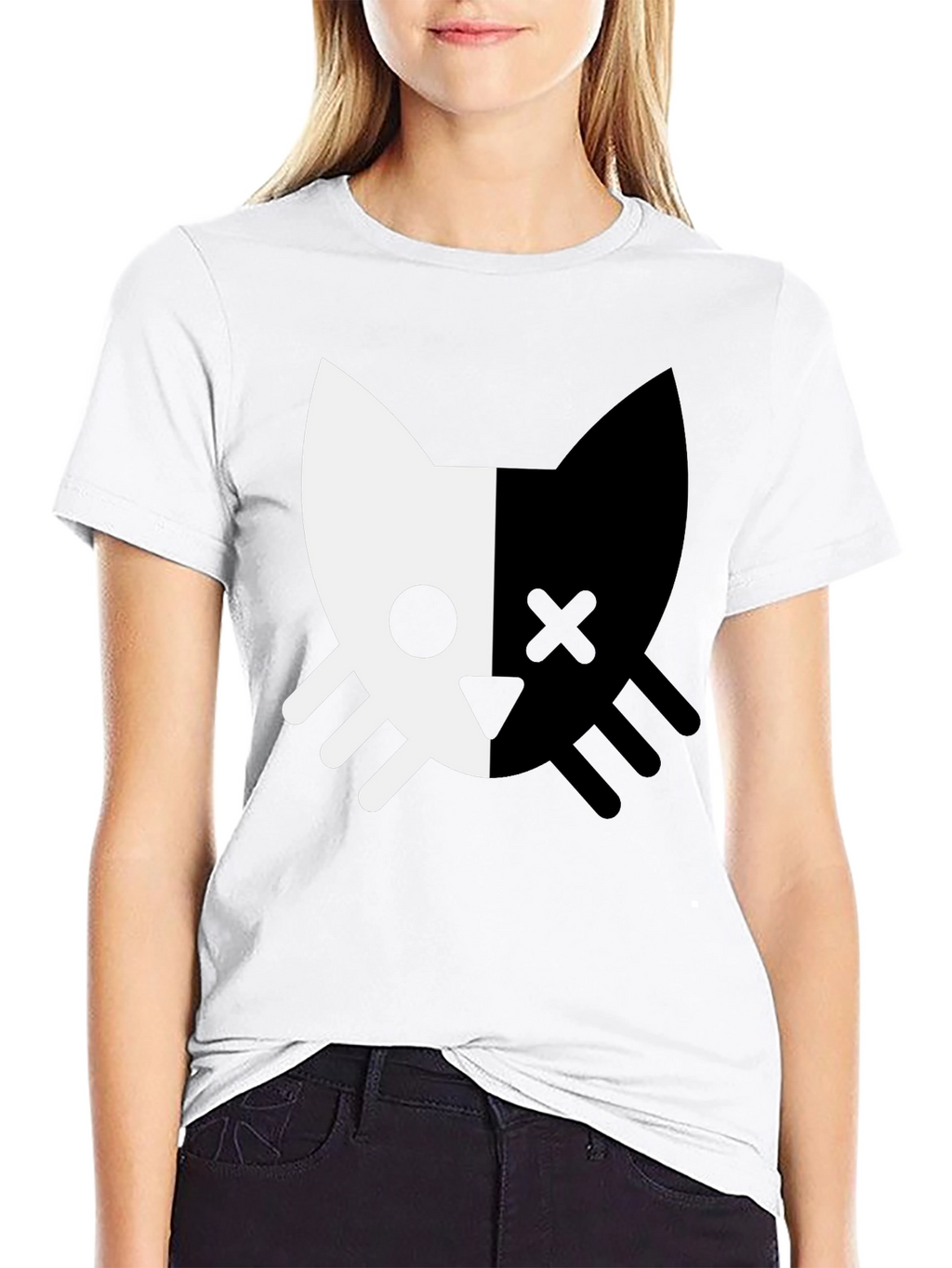 Black Cat Skull T-Shirt - Modern Graphic Tee