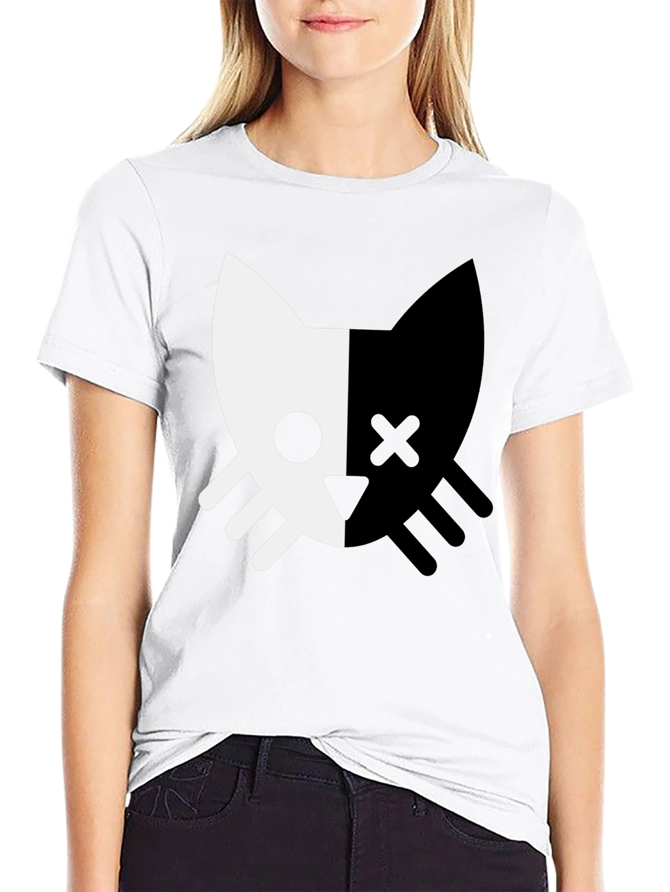 Black Cat Skull T-Shirt - Modern Graphic Tee