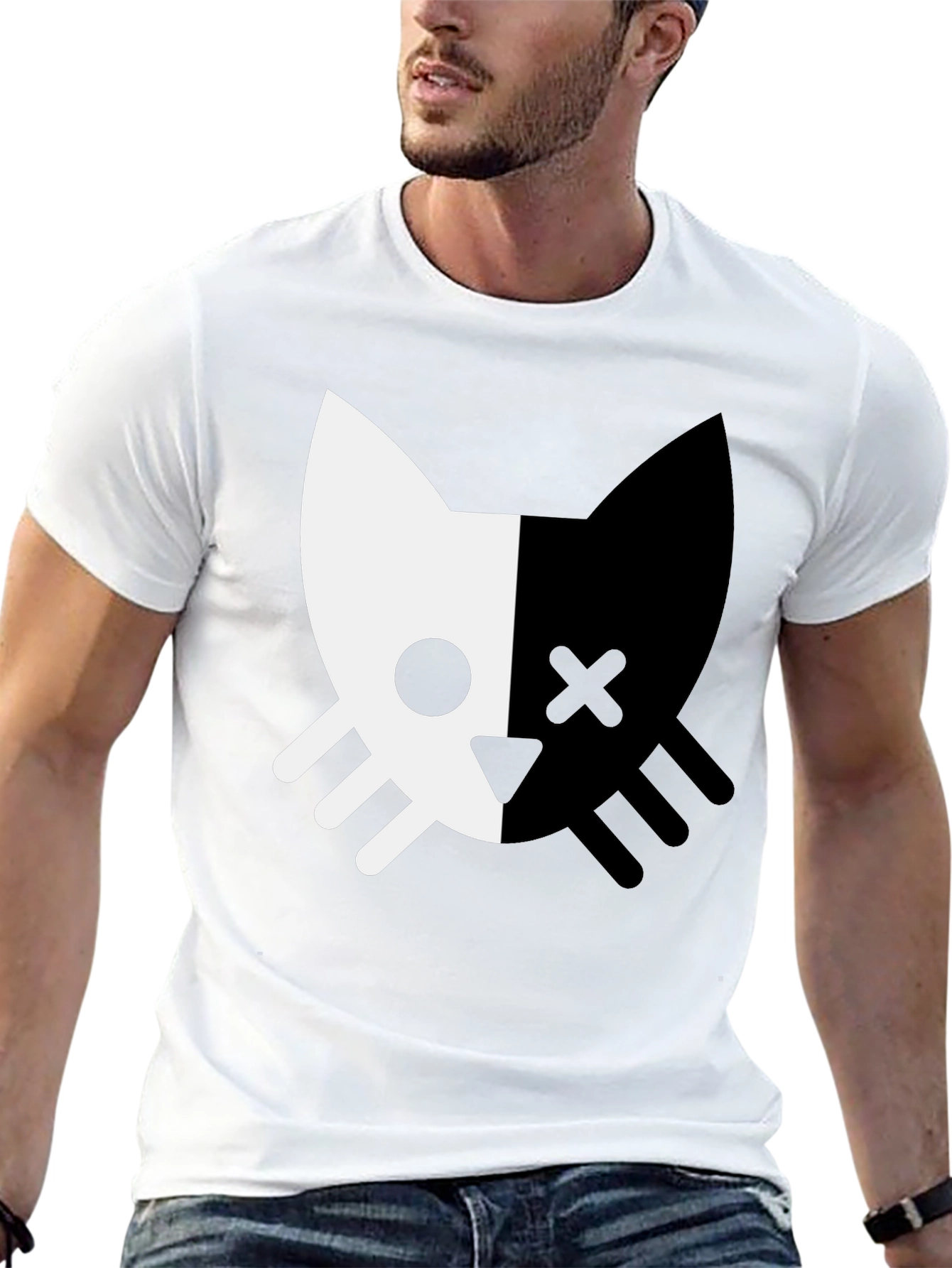Black Cat Skull T-Shirt - Modern Graphic Tee
