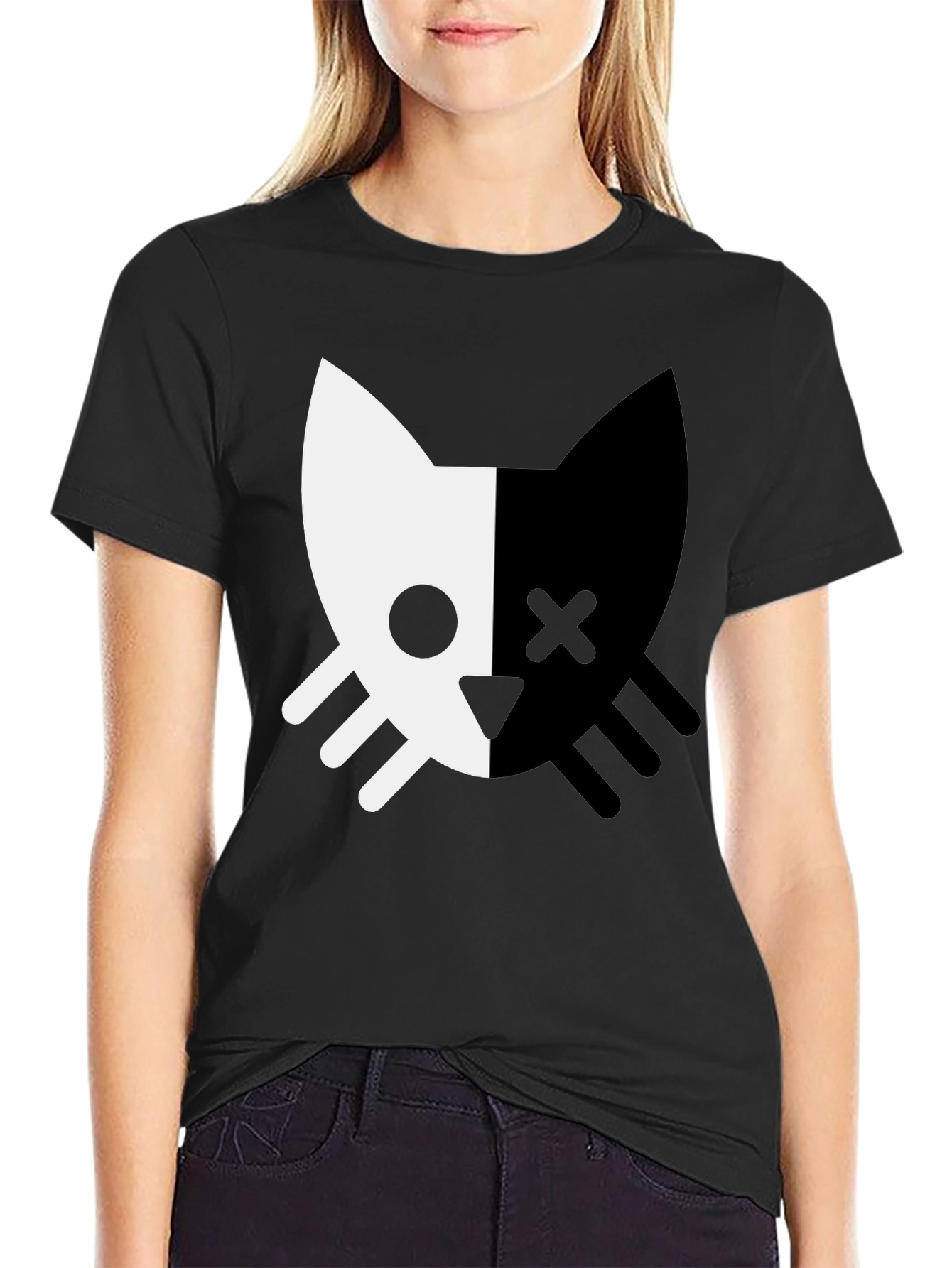 Black Cat Skull T-Shirt - Modern Graphic Tee