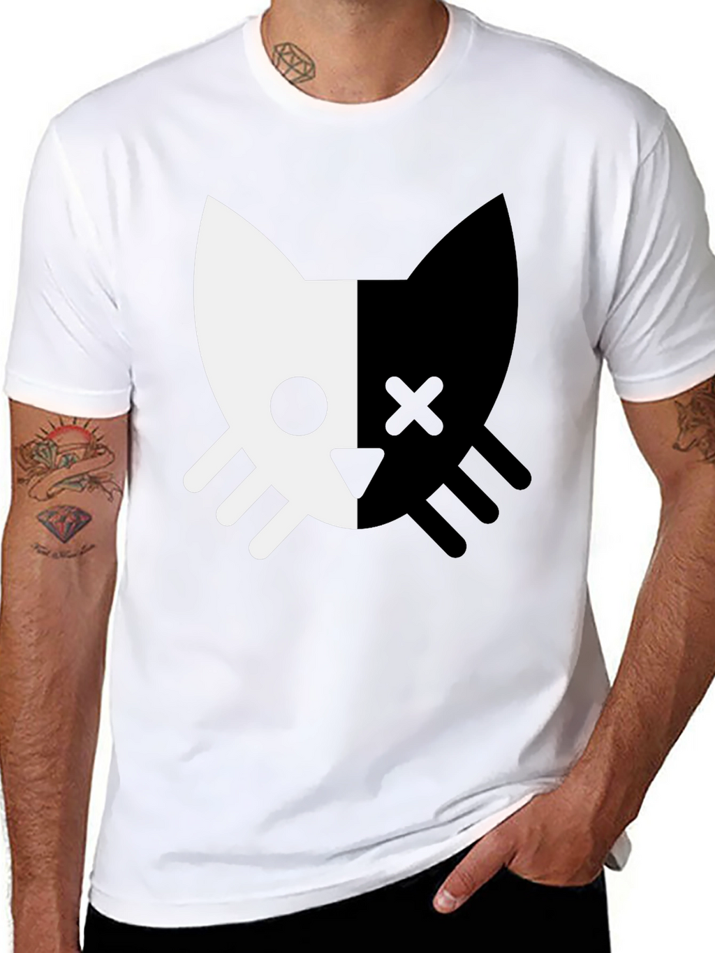 Black Cat Skull T-Shirt - Modern Graphic Tee