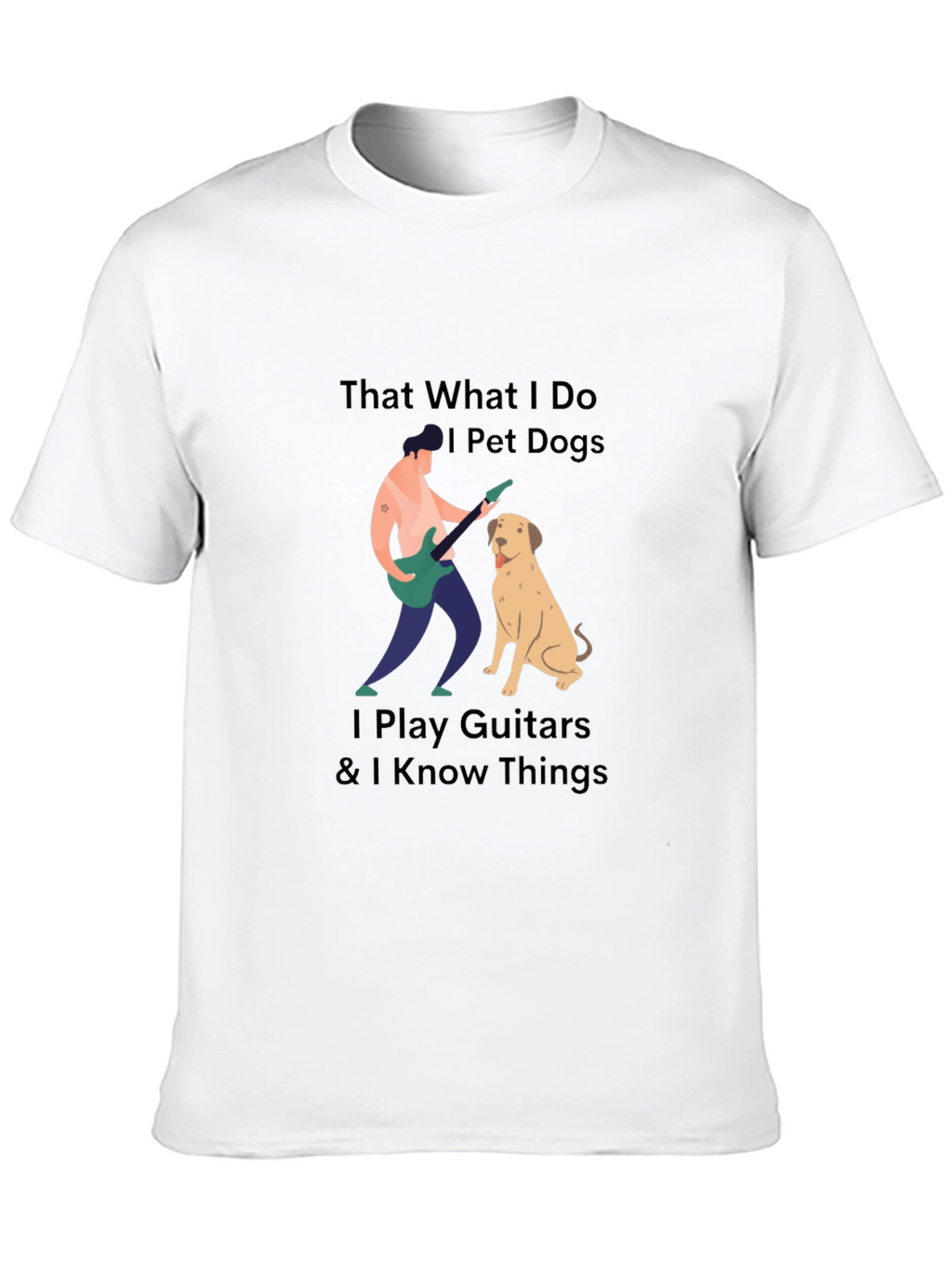 Mens Black T-Shirt - Dogs Guitars & Knowledge