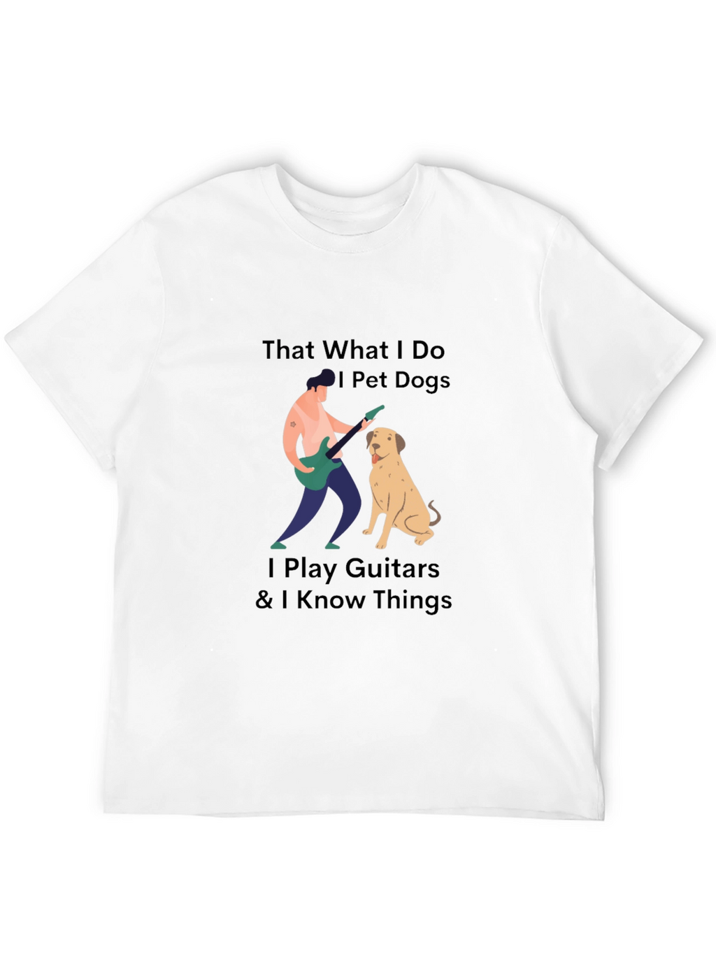 Mens Black T-Shirt - Dogs Guitars & Knowledge
