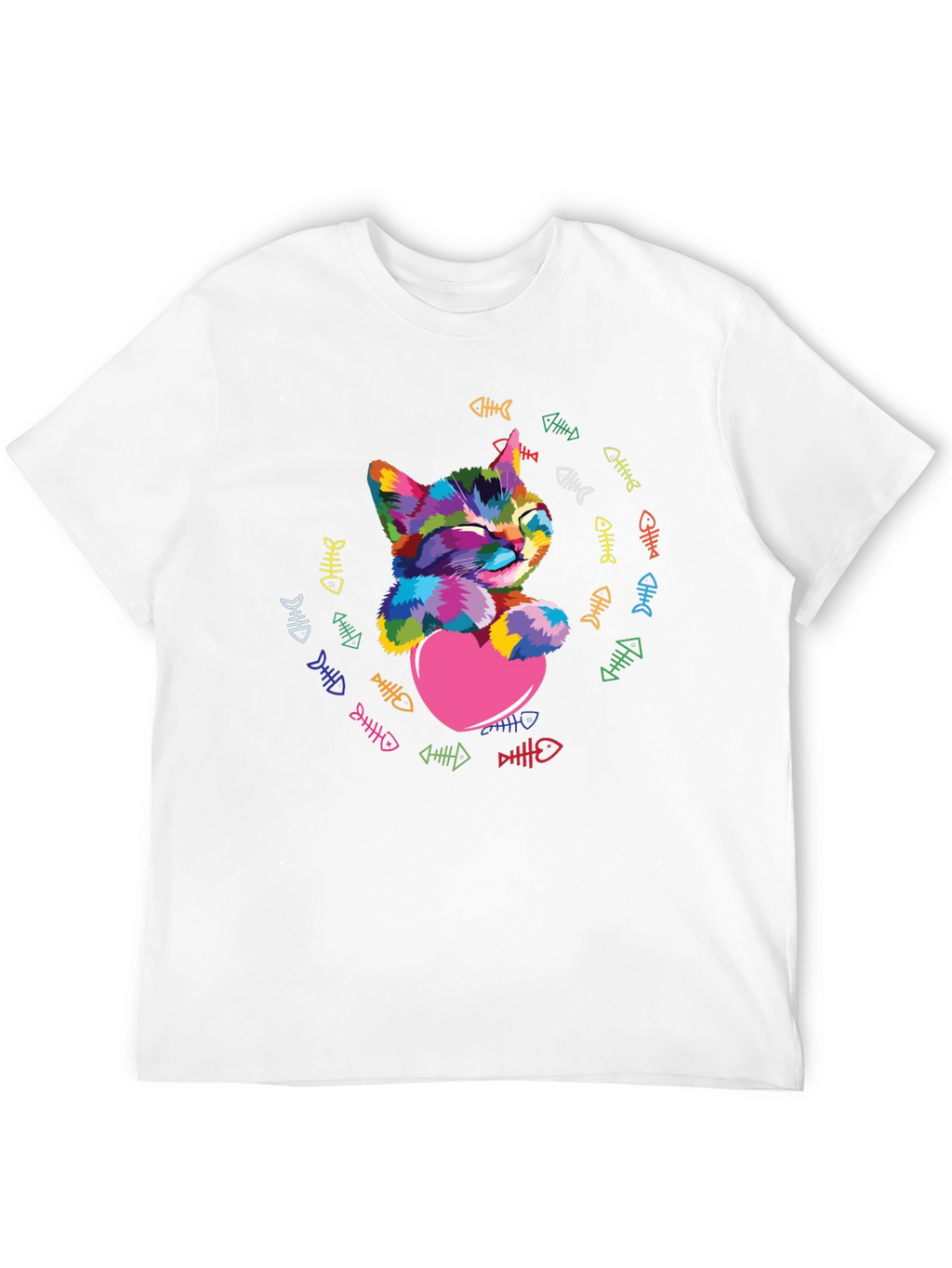 Colorful Cat Heart T-Shirt