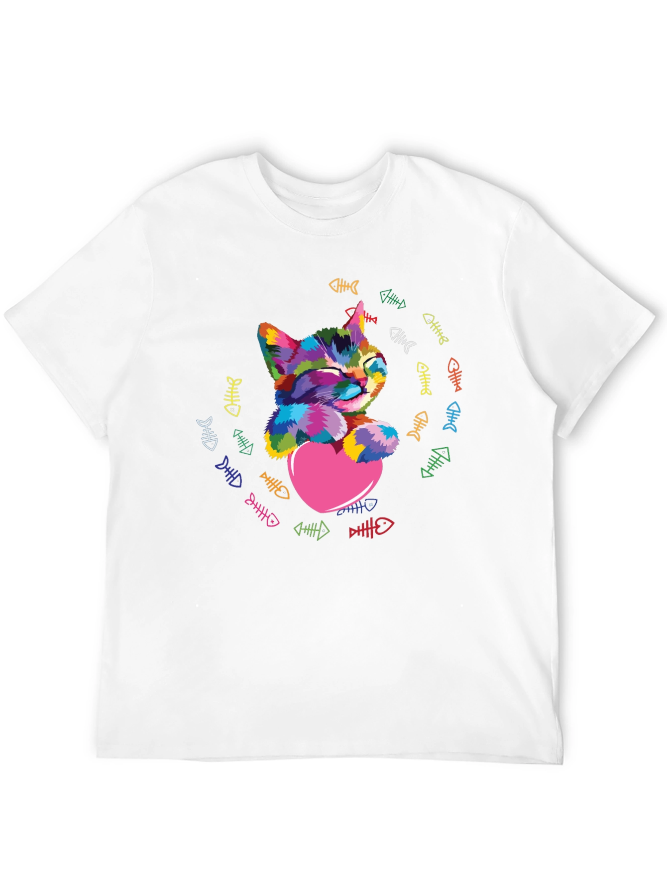 Colorful Cat Heart T-Shirt