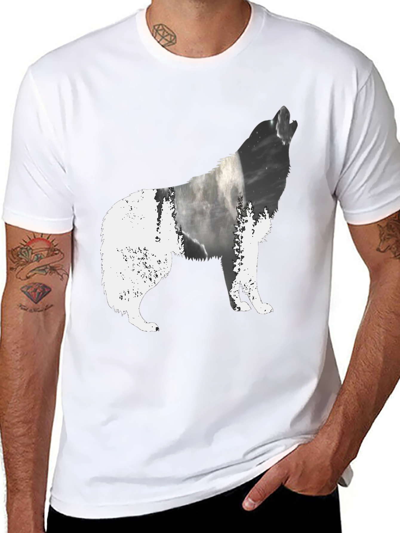 Wolf Silhouette Black Graphic Tee
