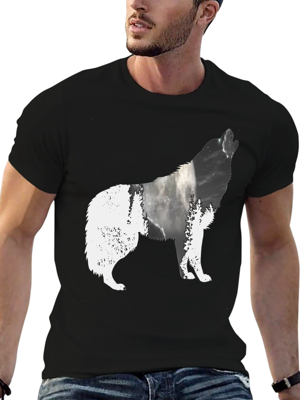 Wolf Silhouette Black Graphic Tee