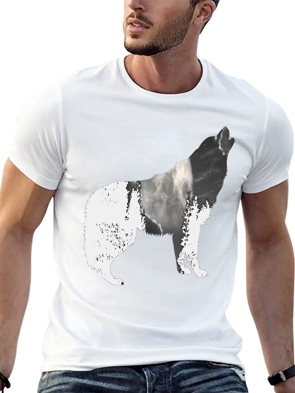 Wolf Silhouette Black Graphic Tee