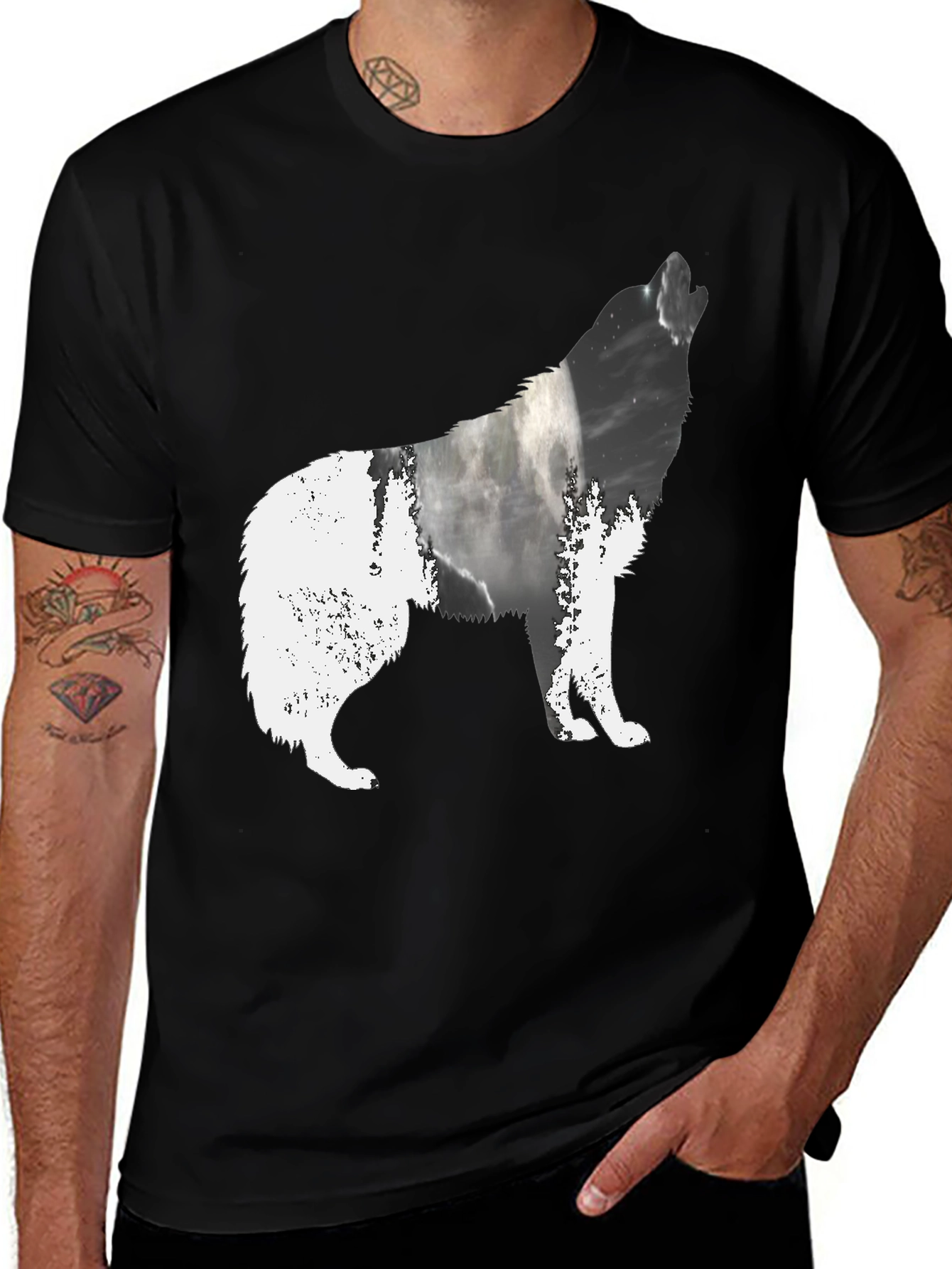 Wolf Silhouette Black Graphic Tee