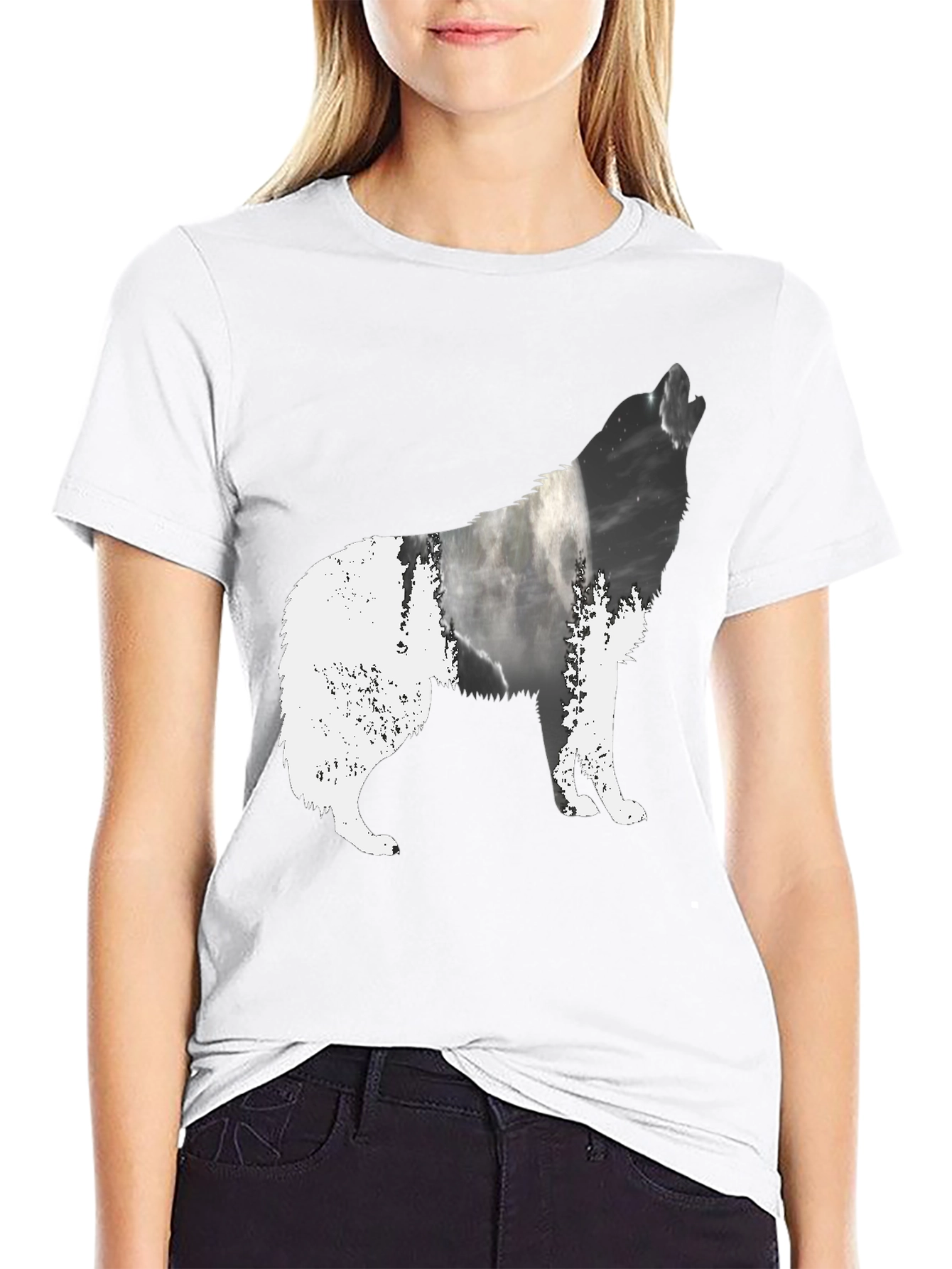 Wolf Silhouette Black Graphic Tee