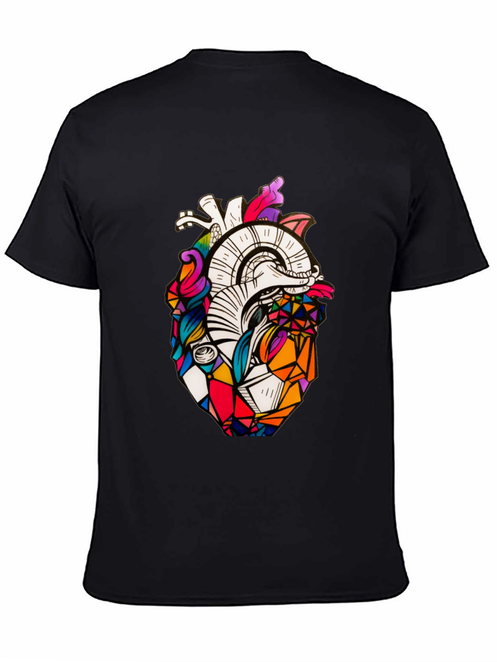 Geometric Heart Graphic Tee - Stylish Black T-Shirt