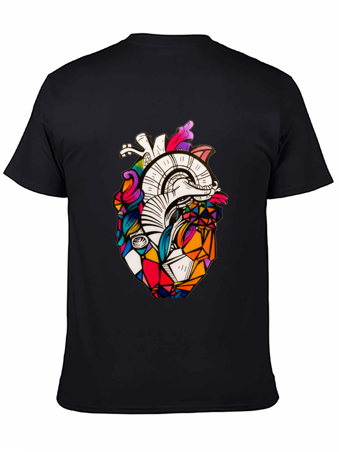 Geometric Heart Graphic Tee - Stylish Black T-Shirt