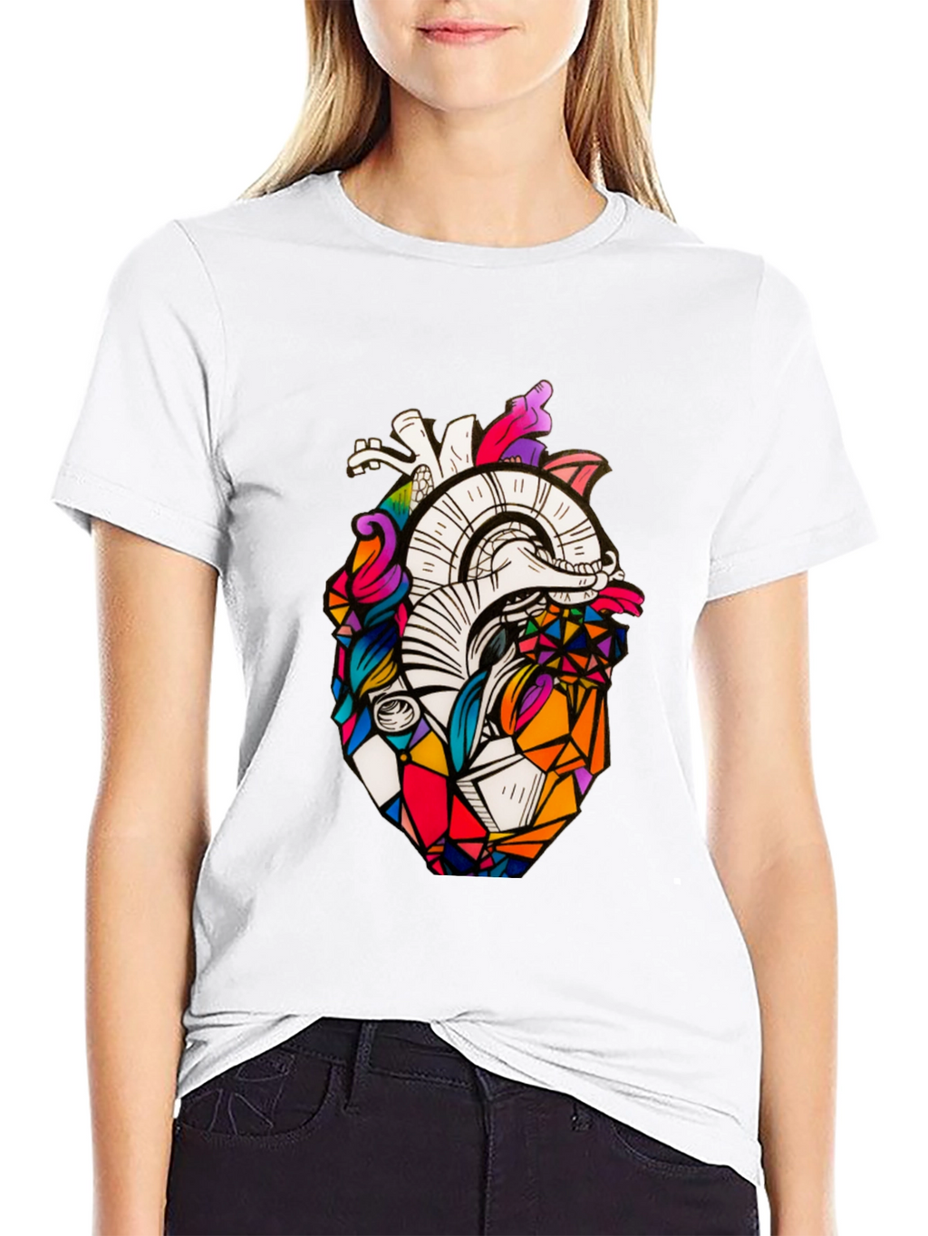 Geometric Heart Graphic Tee - Stylish Black T-Shirt