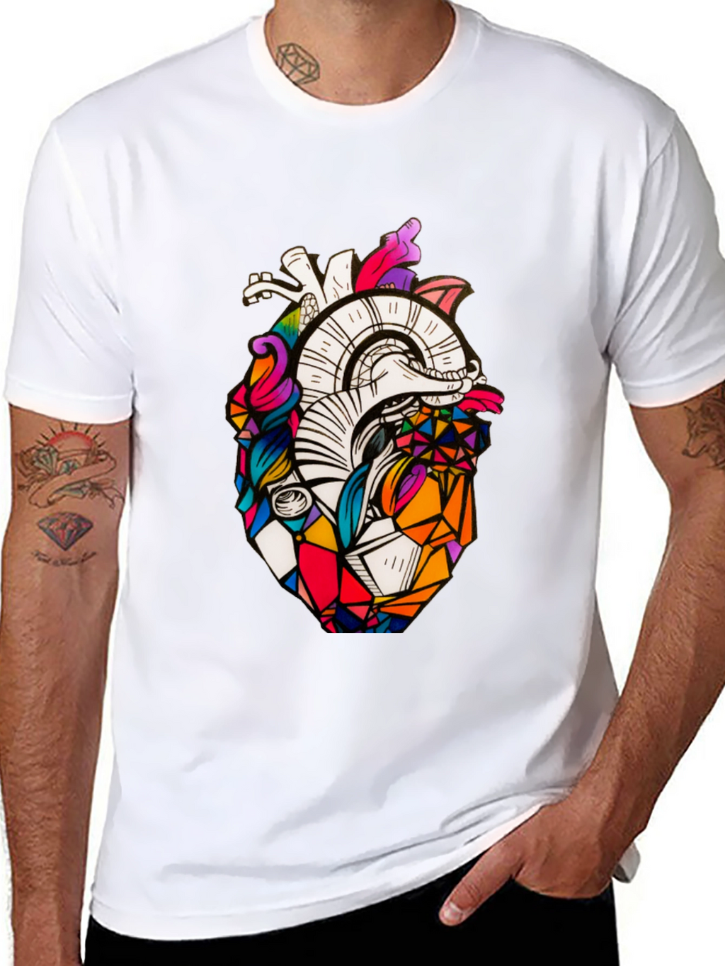 Geometric Heart Graphic Tee - Stylish Black T-Shirt