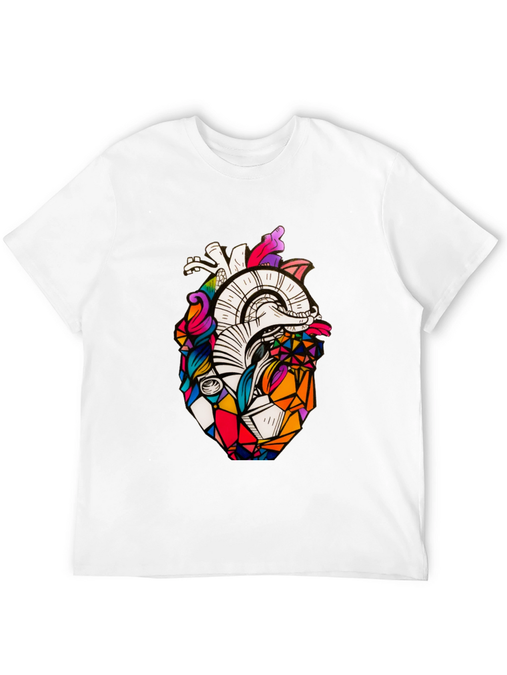 Geometric Heart Graphic Tee - Stylish Black T-Shirt
