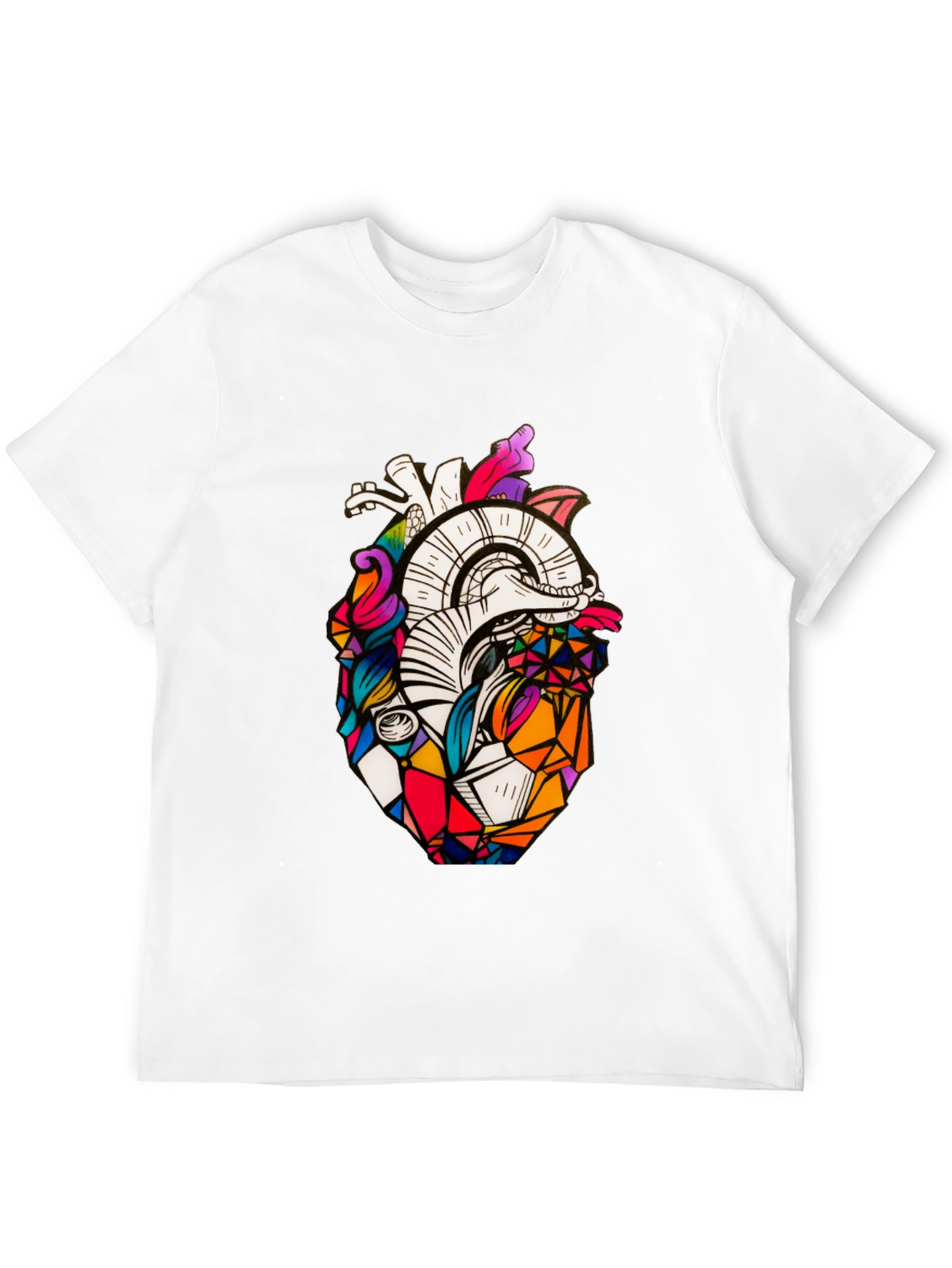 Geometric Heart Graphic Tee - Stylish Black T-Shirt