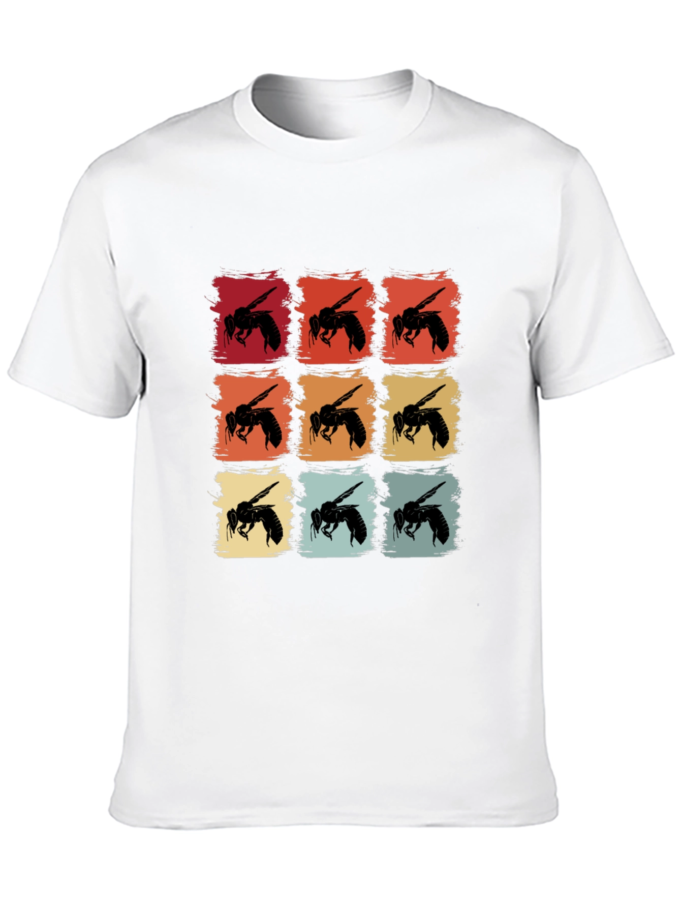 Retro Bee Pattern Graphic T-Shirt