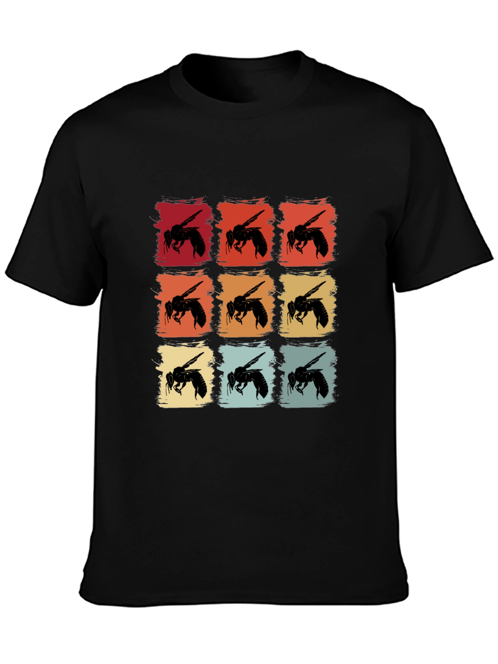 Retro Bee Pattern Graphic T-Shirt
