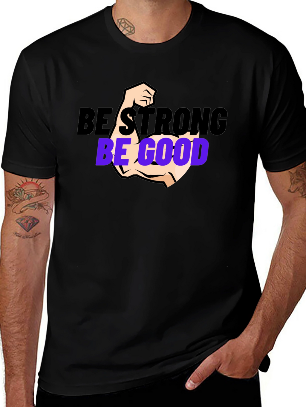 Be Strong Be Good Black Graphic Tee