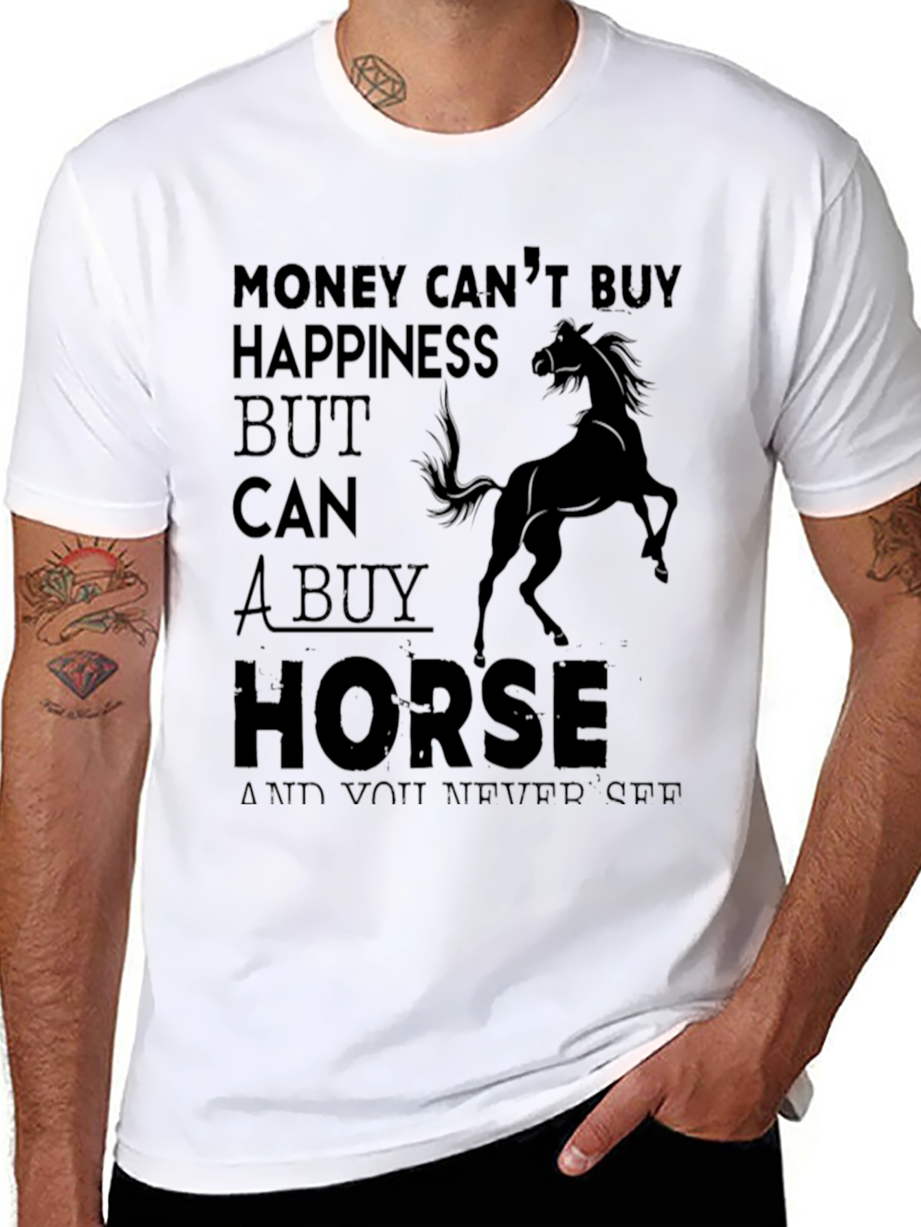 Funny Horse Lover T-Shirt - Money Cant Buy Happiness