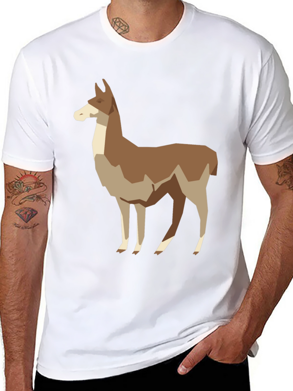 Geometric Llama Graphic Tee - Mens Black T-Shirt