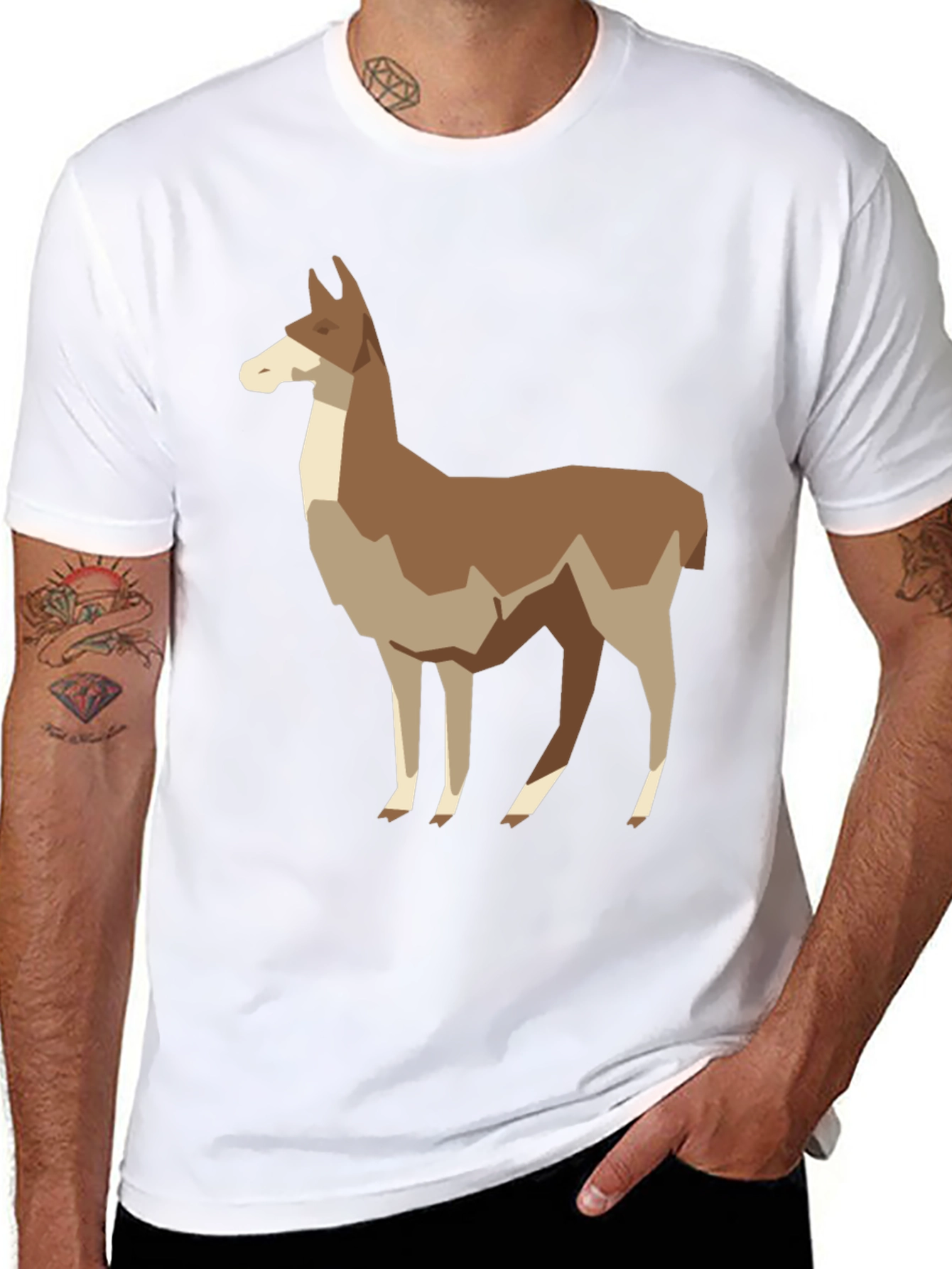 Geometric Llama Graphic Tee - Mens Black T-Shirt