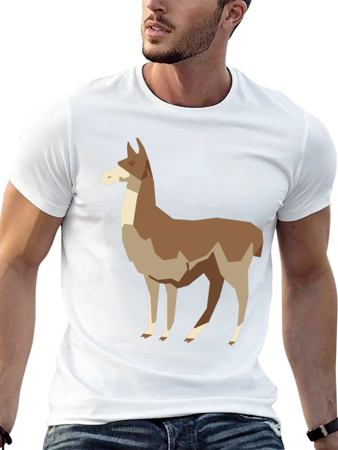 Geometric Llama Graphic Tee - Mens Black T-Shirt