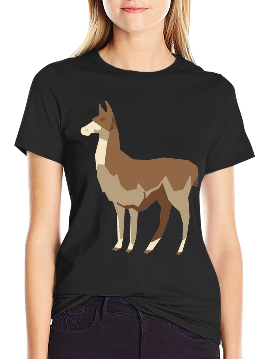 Geometric Llama Graphic Tee - Mens Black T-Shirt