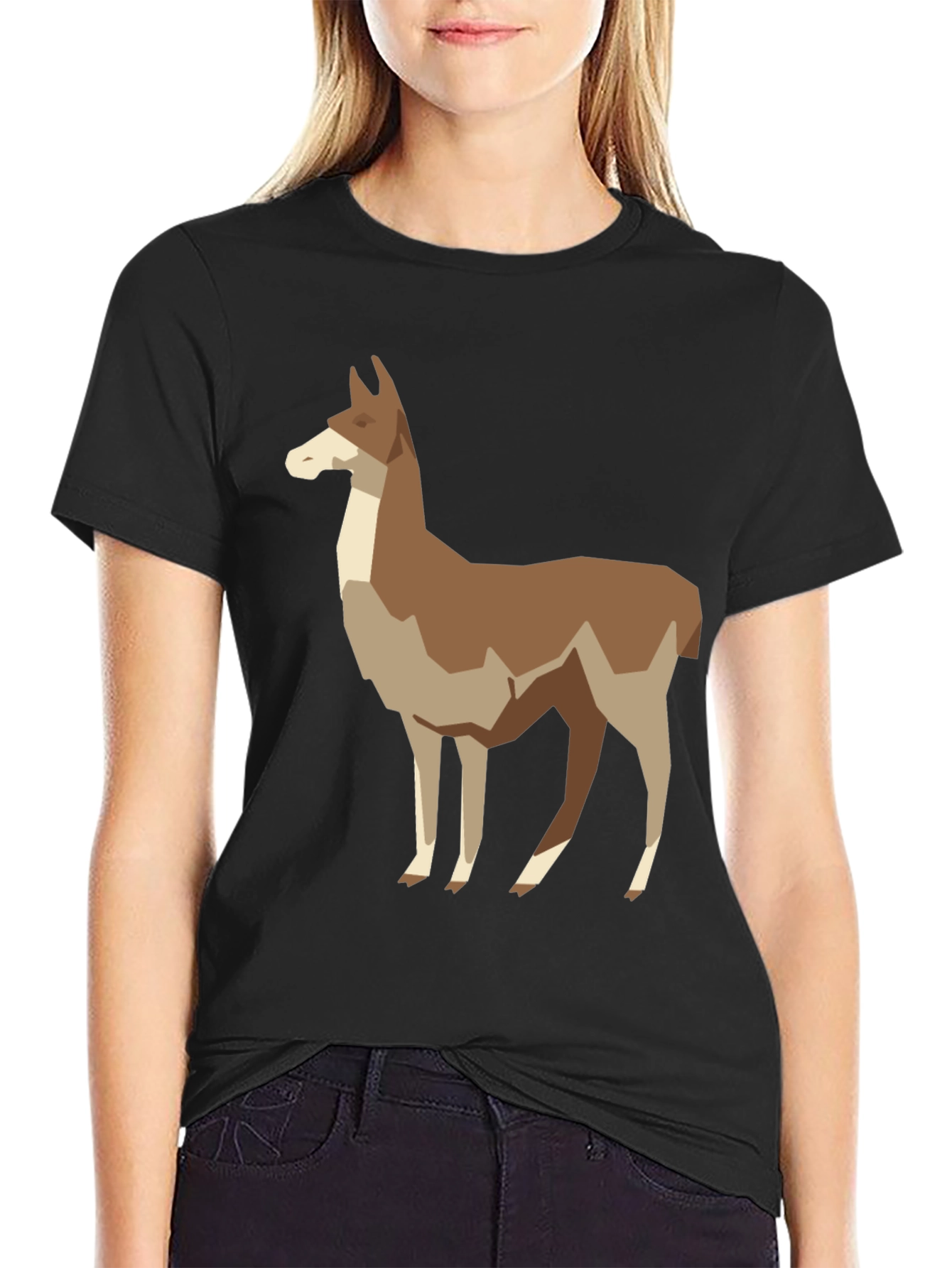 Geometric Llama Graphic Tee - Mens Black T-Shirt