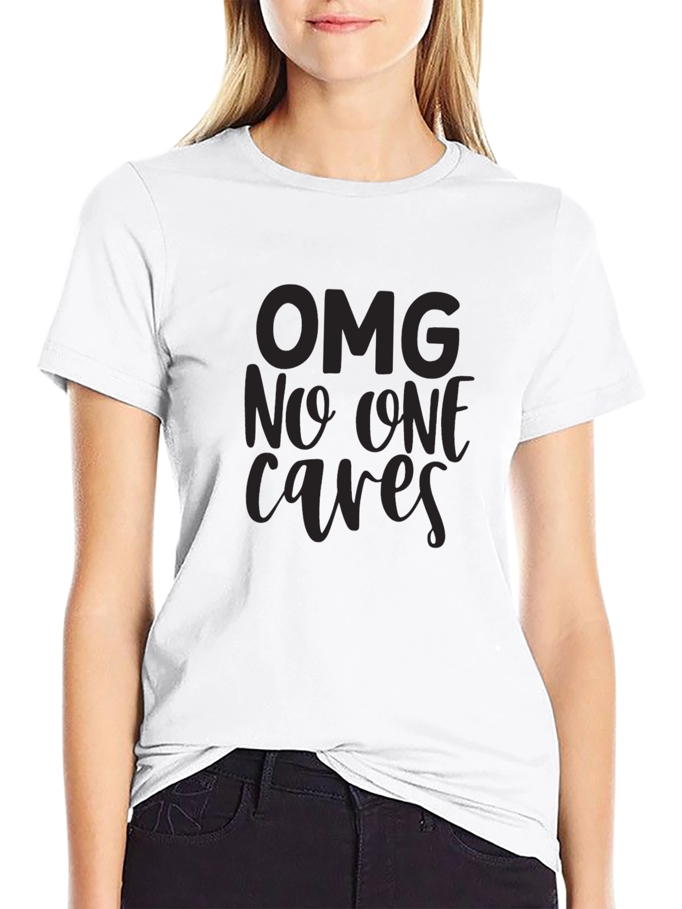 OMG No One Cares Graphic T-Shirt - Black