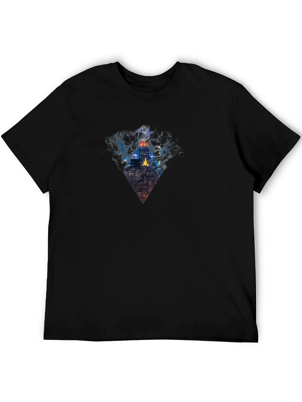 Cityscape Prism Graphic Tee - Modern Mens Black T-Shirt