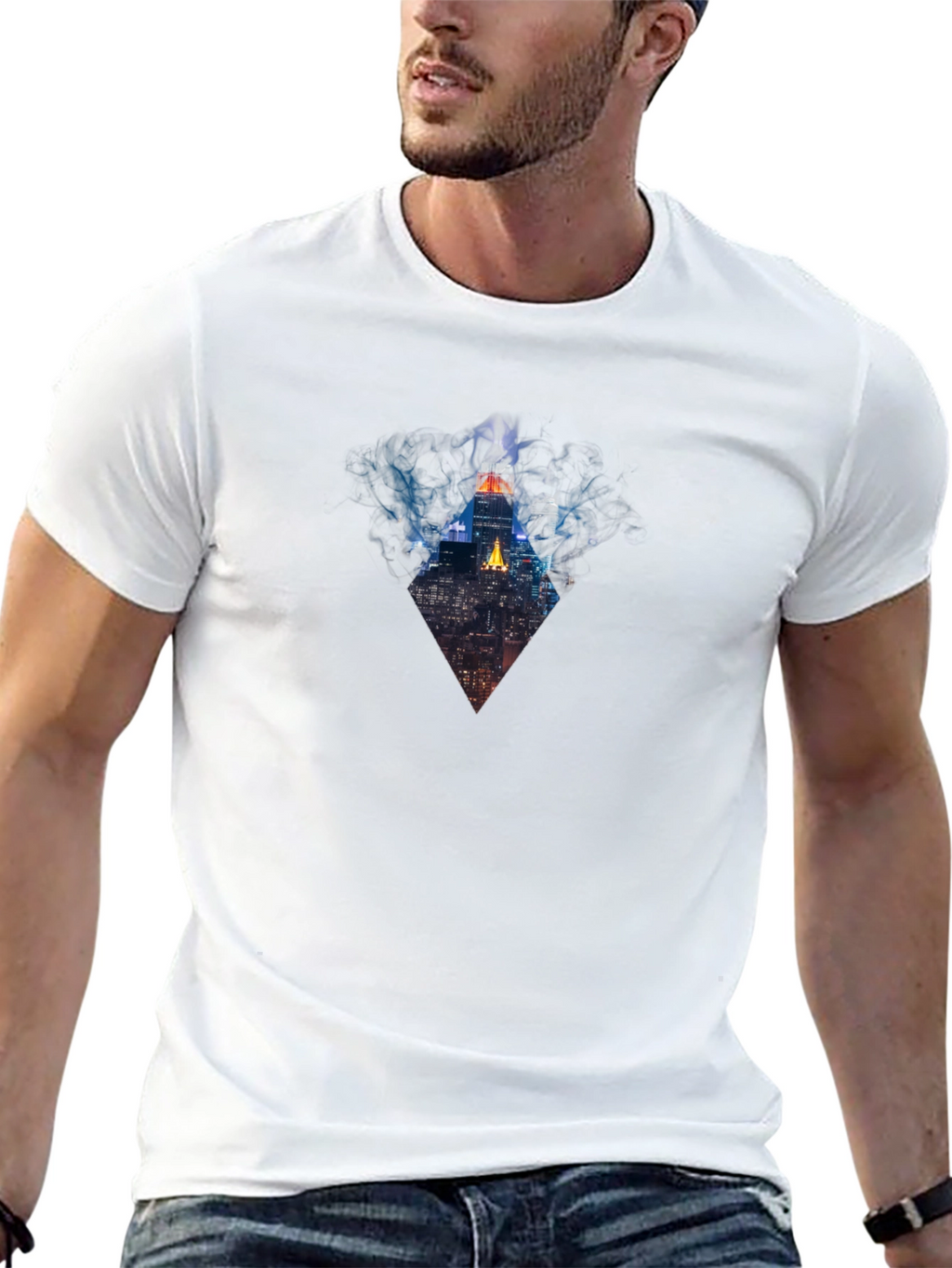 Cityscape Prism Graphic Tee - Modern Mens Black T-Shirt
