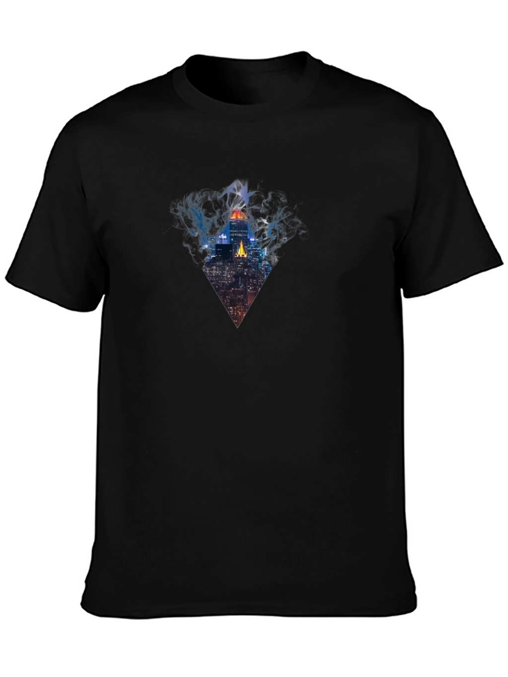 Cityscape Prism Graphic Tee - Modern Mens Black T-Shirt