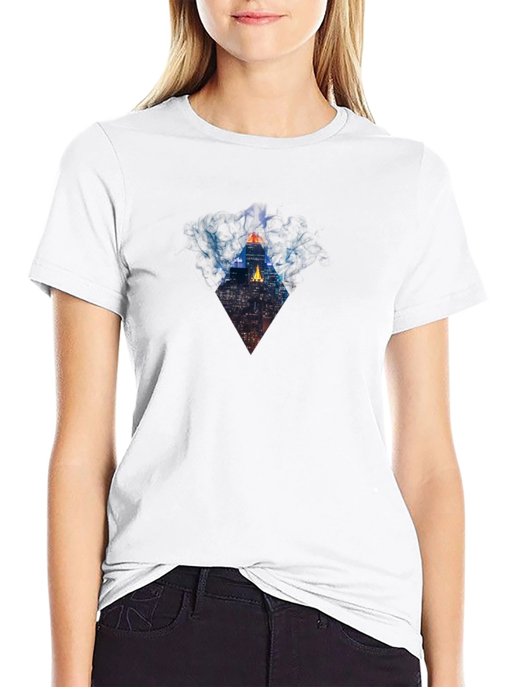 Cityscape Prism Graphic Tee - Modern Mens Black T-Shirt