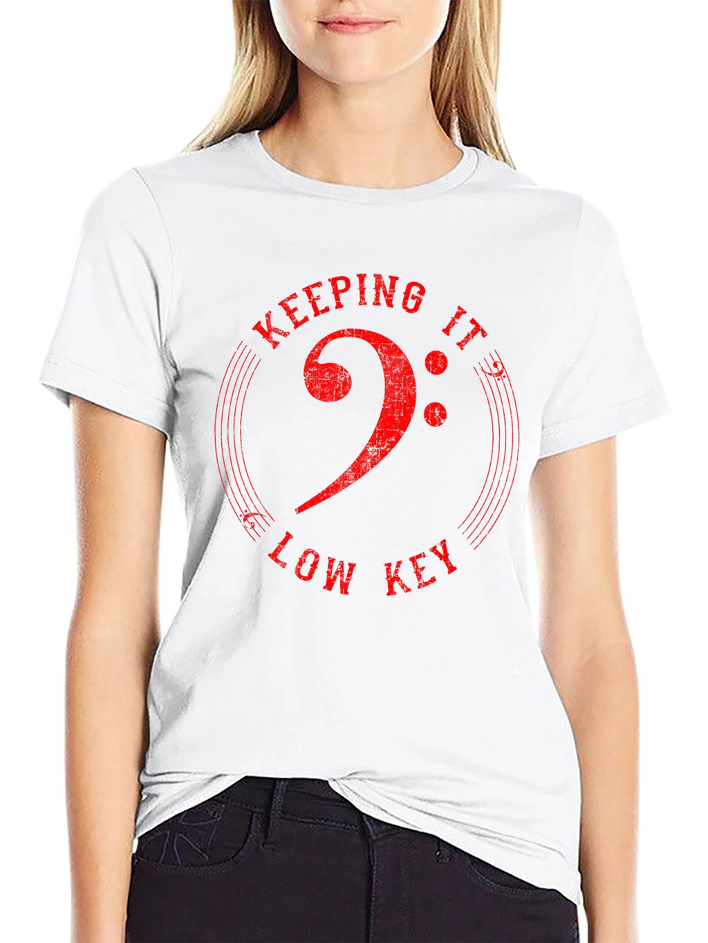 Keeping It Low Key Bass Clef Graphic T-Shirt