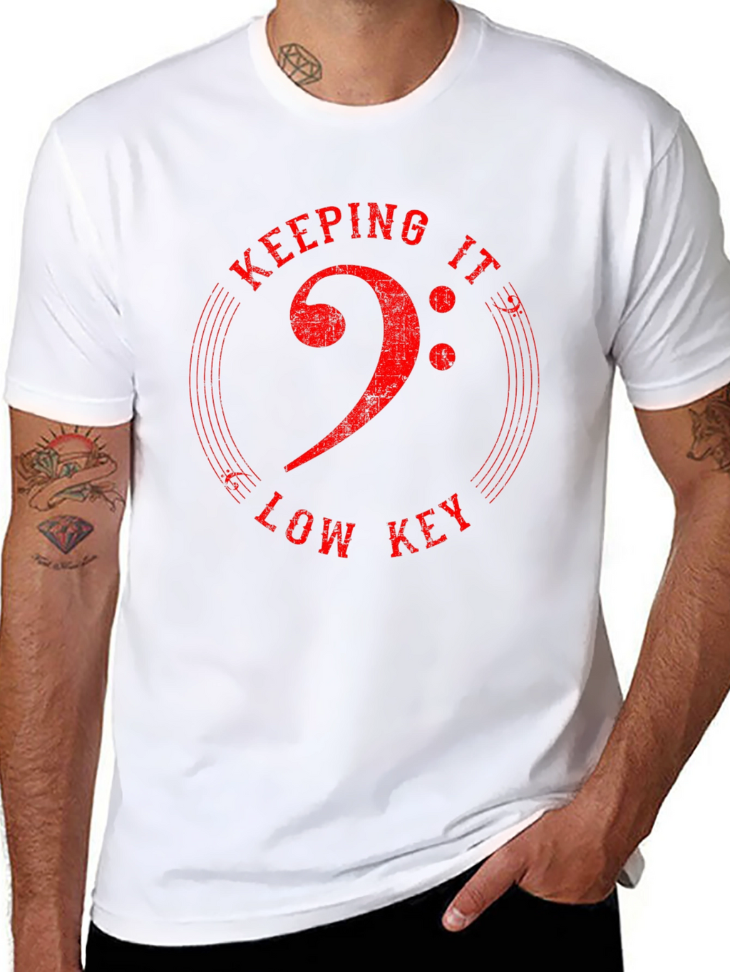Keeping It Low Key Bass Clef Graphic T-Shirt
