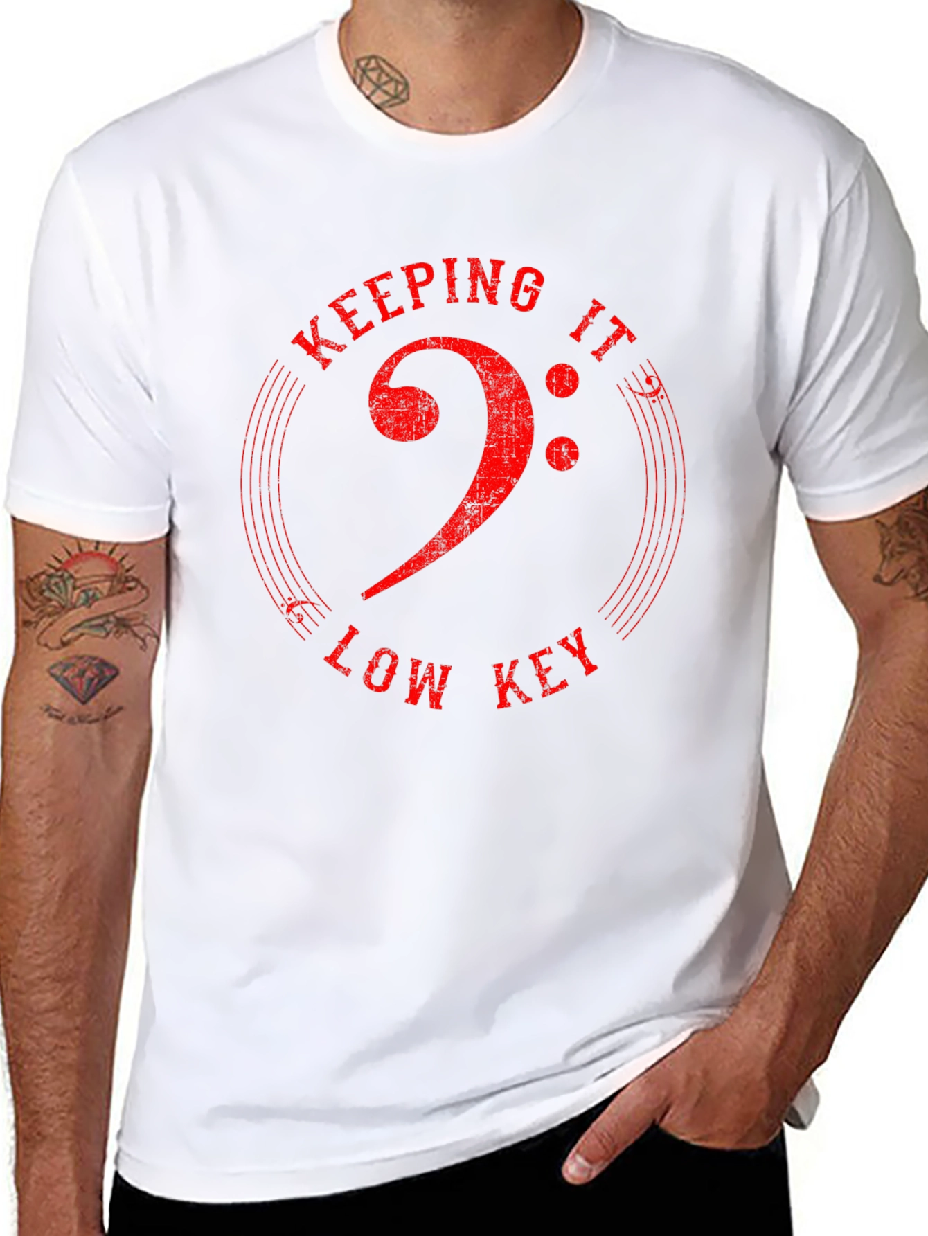 Keeping It Low Key Bass Clef Graphic T-Shirt