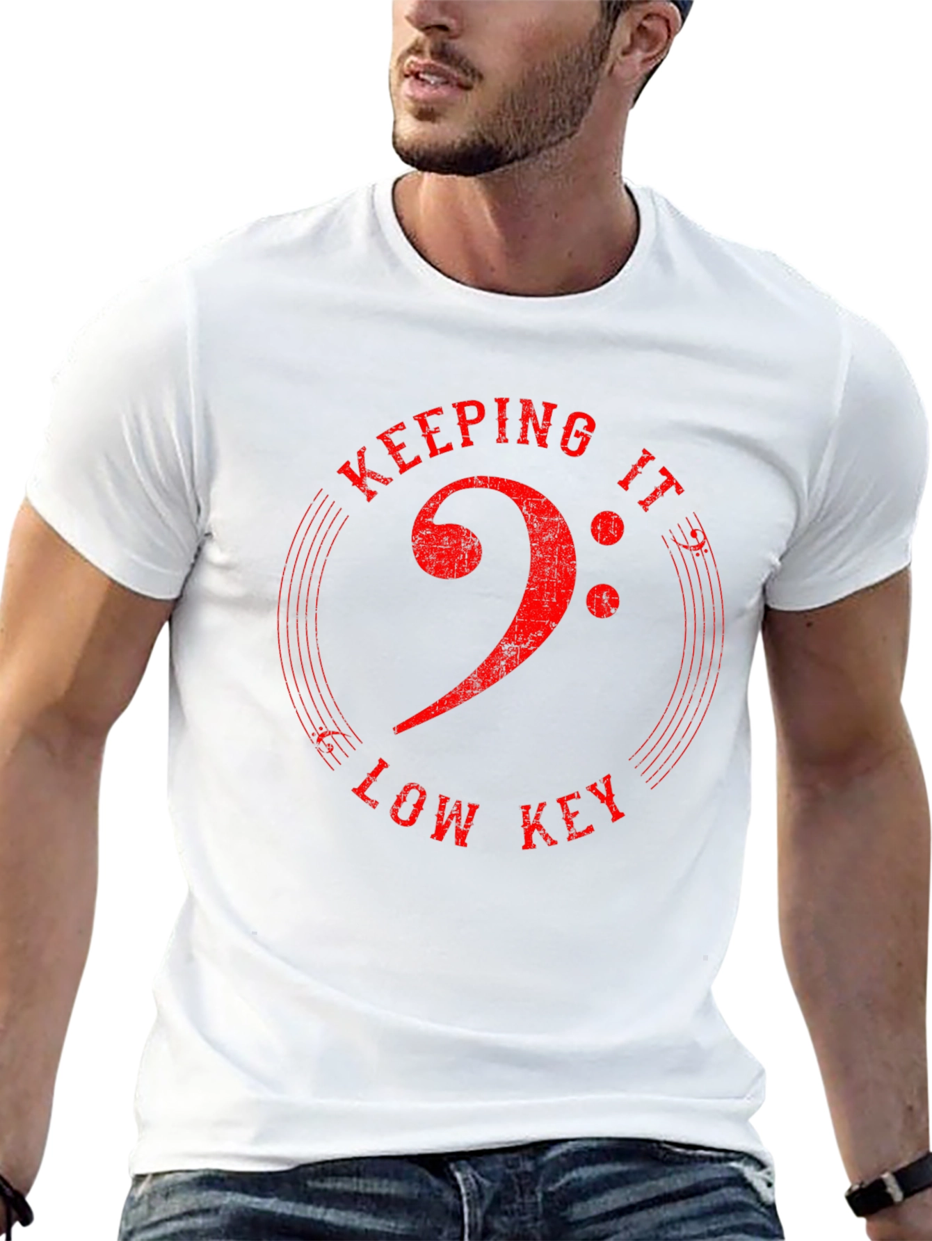 Keeping It Low Key Bass Clef Graphic T-Shirt