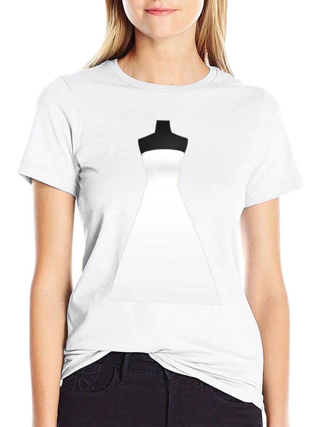 Stylish Wedding Dress Graphic Tee - Black