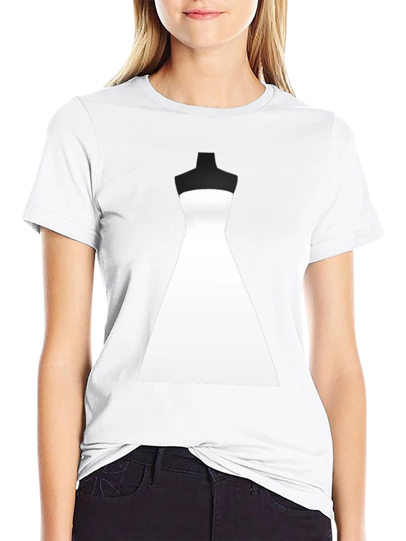 Stylish Wedding Dress Graphic Tee - Black