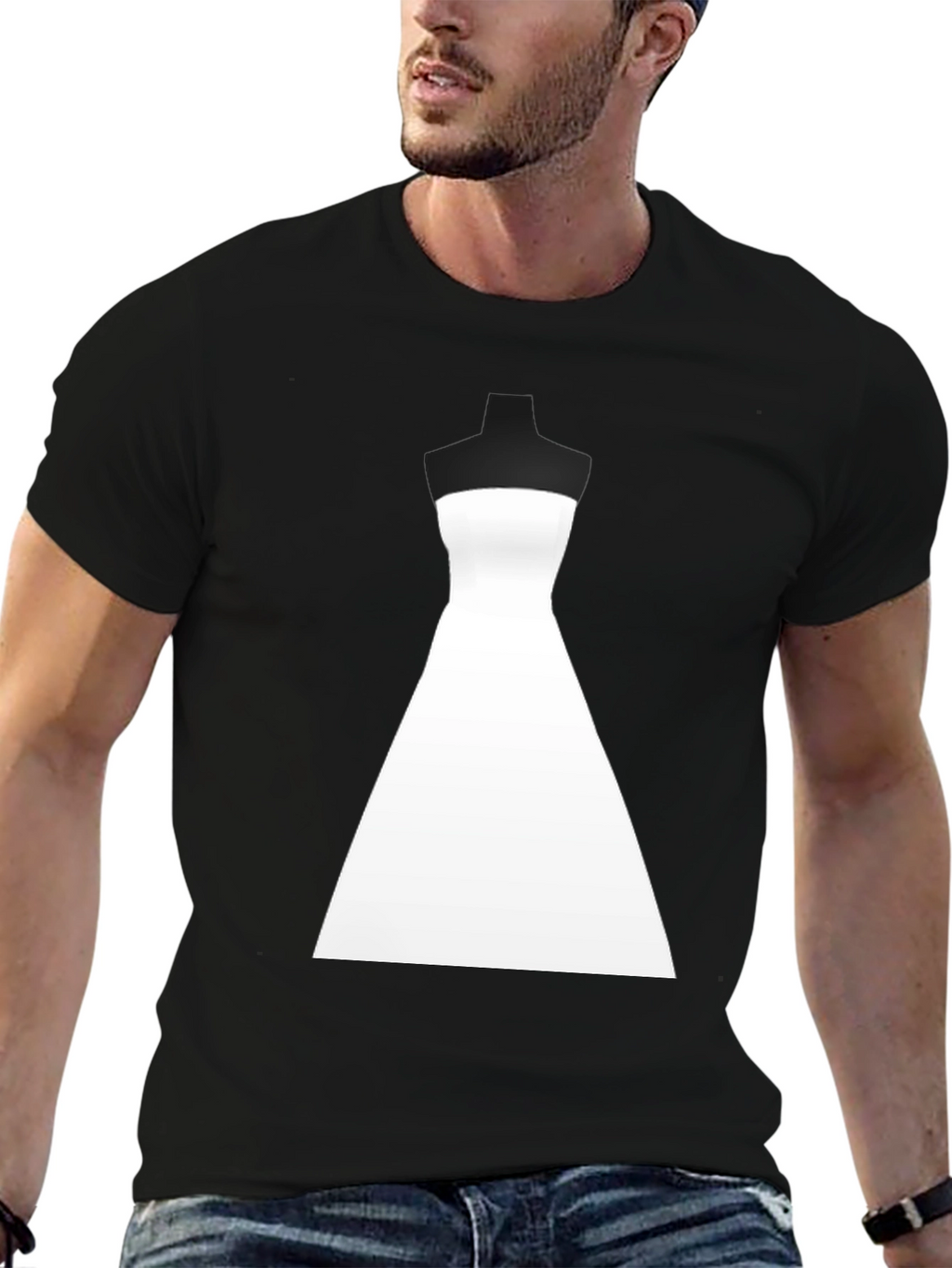 Stylish Wedding Dress Graphic Tee - Black