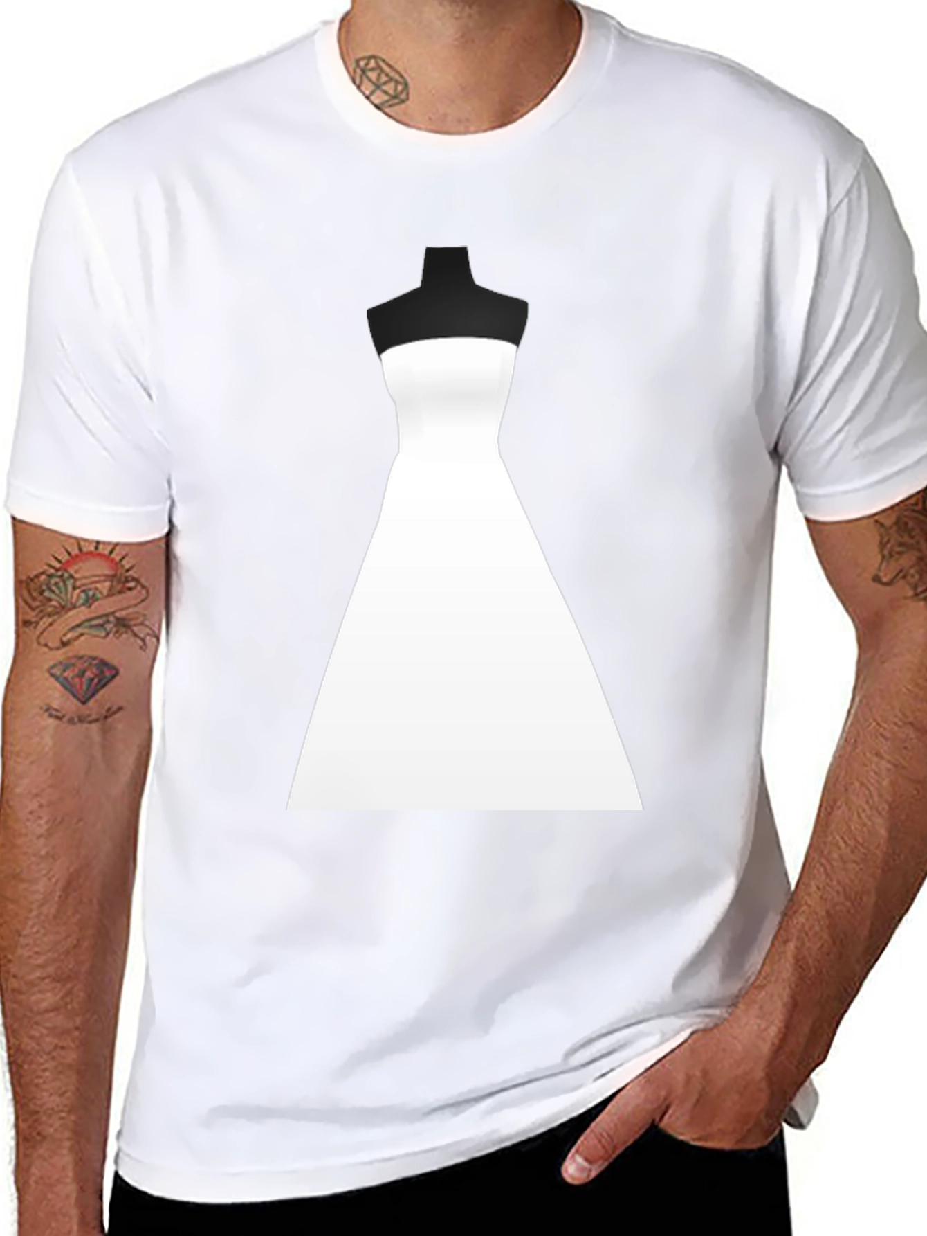 Stylish Wedding Dress Graphic Tee - Black