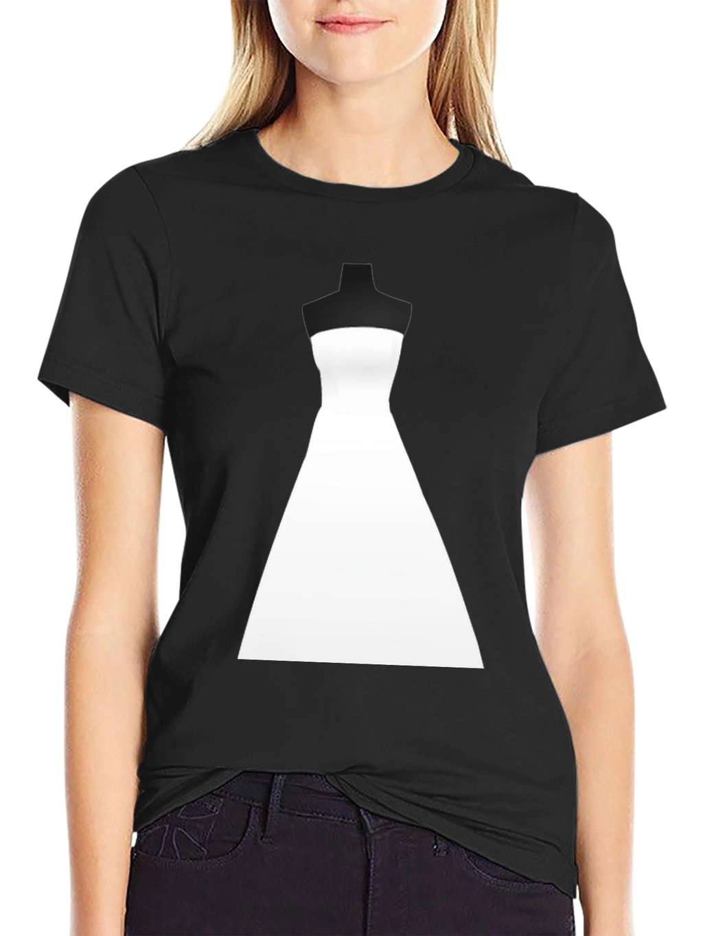 Stylish Wedding Dress Graphic Tee - Black