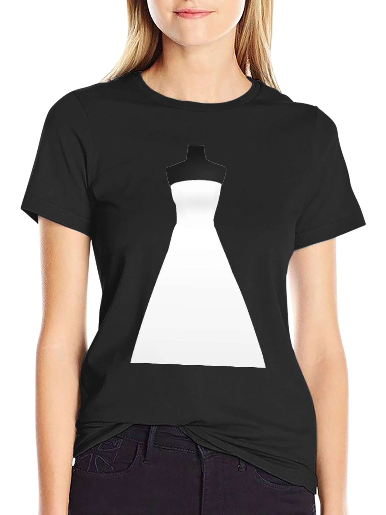 Stylish Wedding Dress Graphic Tee - Black
