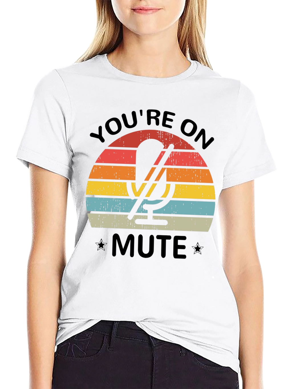 Youre On Mute Black T-Shirt - Retro Microphone Design